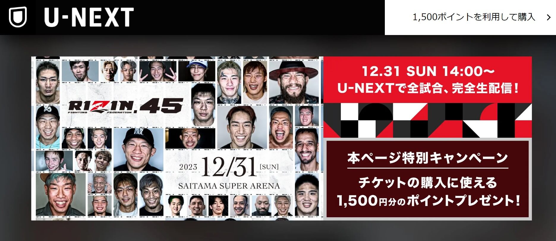 U-NEXT『RIZIN.45』＿メイン画像